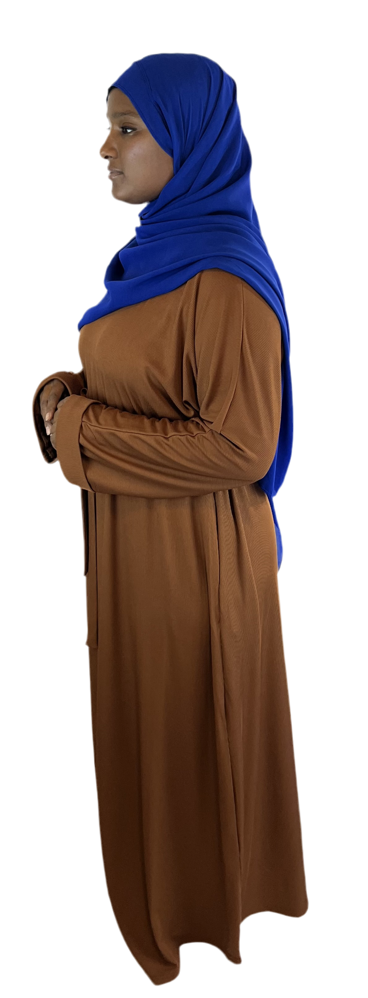 Ribbed Knit Abaya w Belt