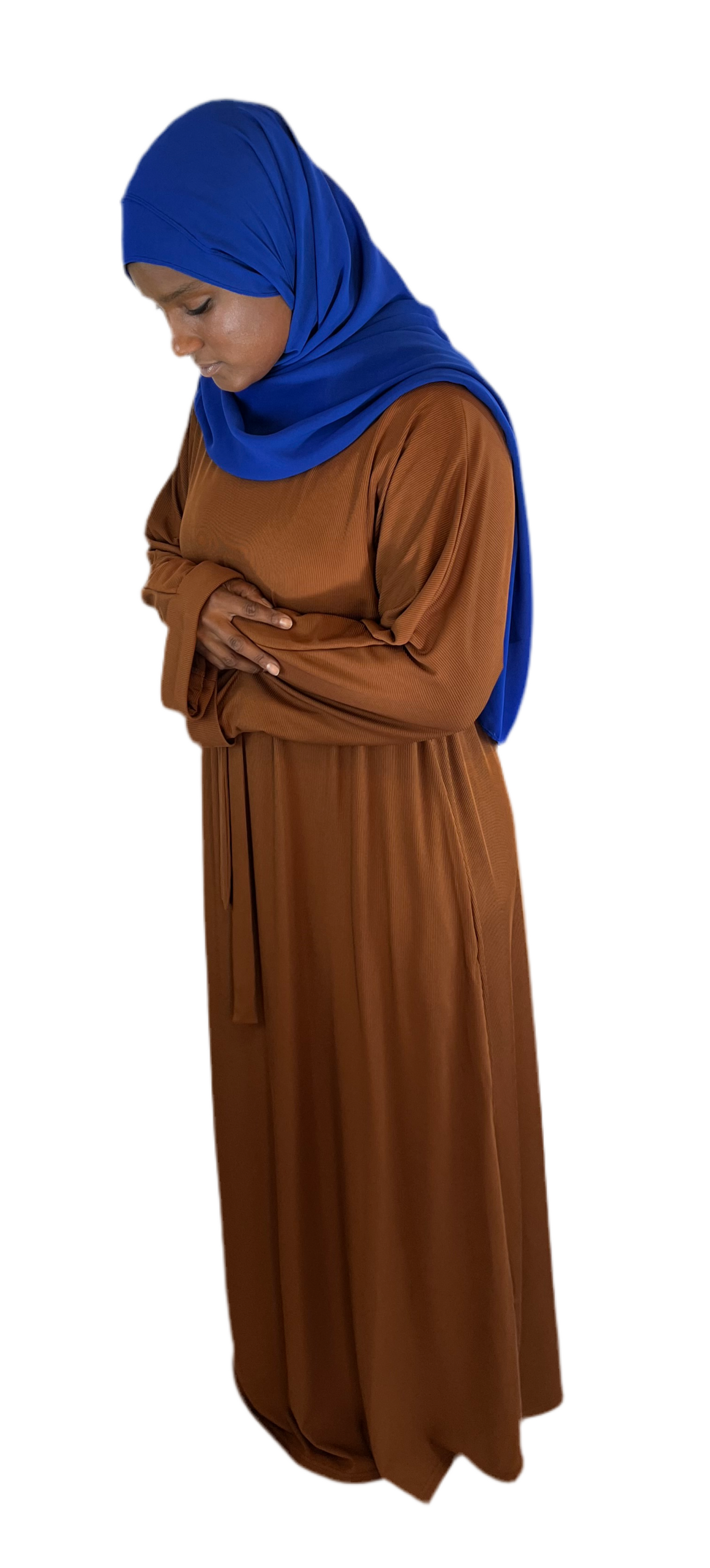 Ribbed Knit Abaya w Belt