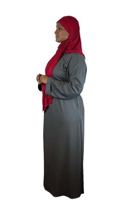 Ribbed Knit Abaya w Belt