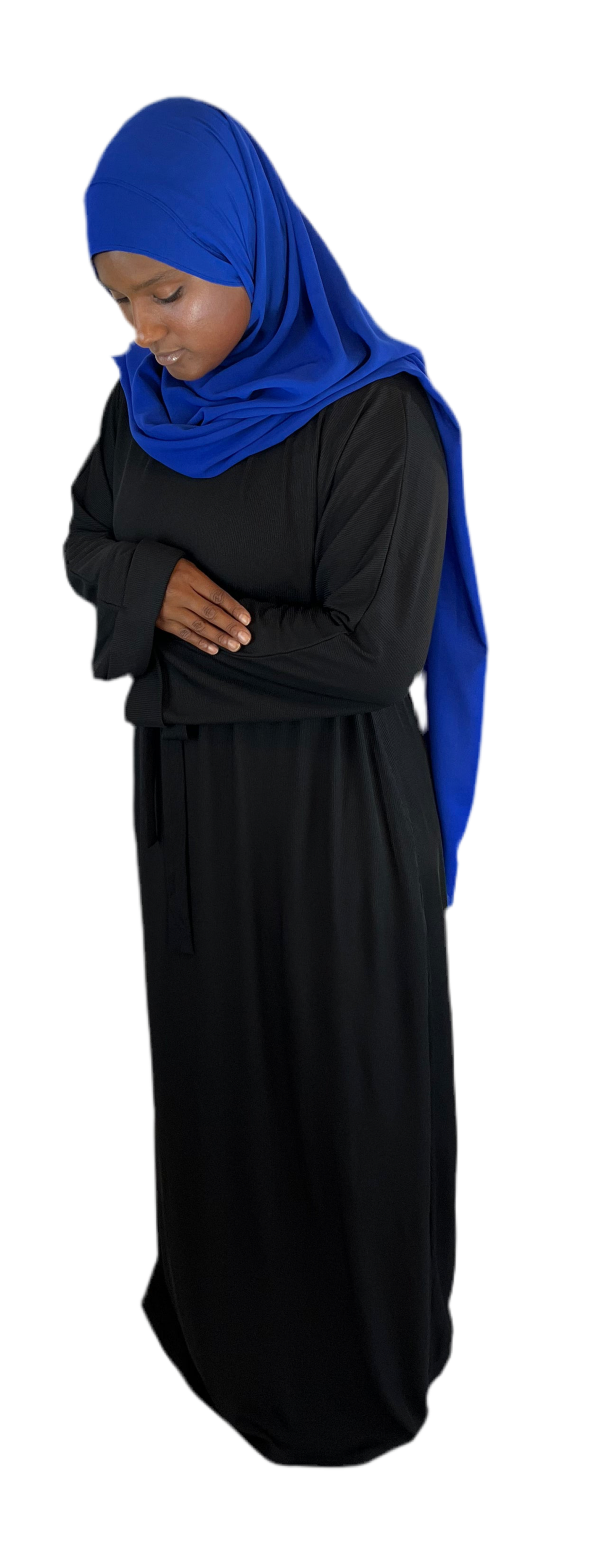 Ribbed Knit Abaya w Belt